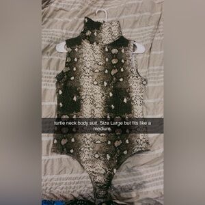 Snake Print Turtleneck Bodysuit